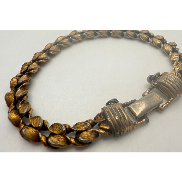 Vintage 60s Signed Goldette Victorian Revival Bracelet Russian Gold - Picture 4 of 7